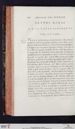 (Lettre CXXXI - CXL)