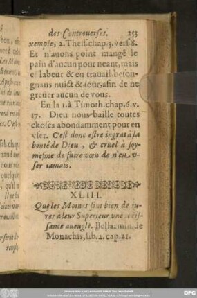 XLIII. Que les Moines sont bien de iurer à leur Superieur une obeissance aveugle. ...