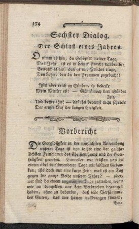 Sechster Dialog. Der Schluß eines Jahres.