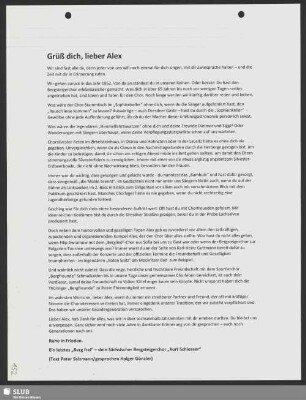 Grüß dich, lieber Alex