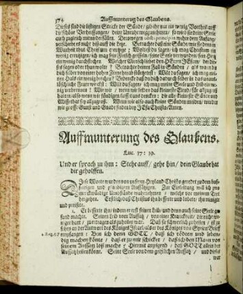Auffmunterung des Glaubens.