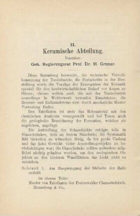 II. Keramische Abteilung