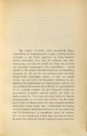 Syntaktische Eigentümlichkeiten der französischen Bauernsprache im roman champêtre : Inaugural-Dissertation
