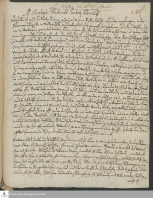 Nachruf auf Christoph Friedrich Praetorius von [Unbekannt].