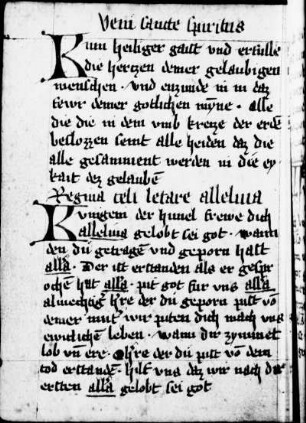 Veni sancte spiritus, dt.; Regina celi letare, dt.