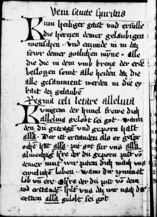 Veni sancte spiritus, dt.; Regina celi letare, dt.