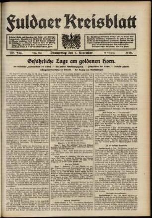 Erste Ausgabe vom Donnerstag, den 07. November 1912.