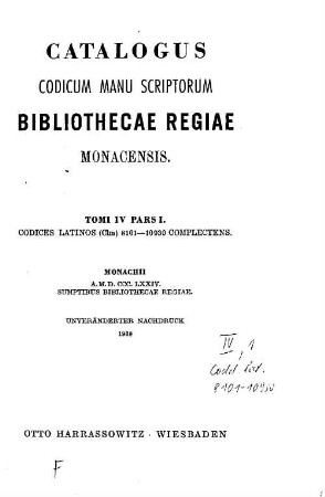 Catalogus codicum latinorum Bibliothecae Regiae Monacensis, Tomi 2. Codices num. 8101 - 10930 complectens
