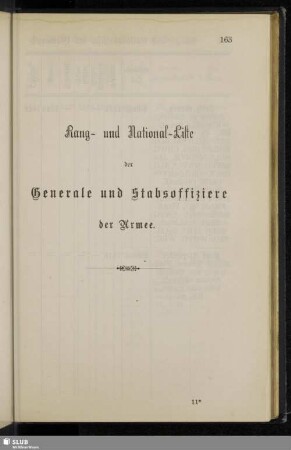 Rang- und Nationalliste der Generäle und Stabsoffiziere der Armee