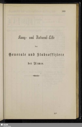 Rang- und Nationalliste der Generäle und Stabsoffiziere der Armee