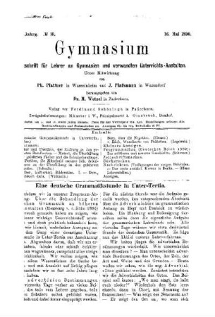 Eine deutsche Grammatikstunde in Unter-Tertia