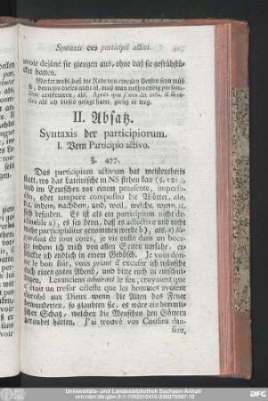 II. Absatz. Syntaxis der participiorum. I. Vom Participio activo.