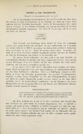 35, v. Arlt, Schlüssel zu einer Steinschrift