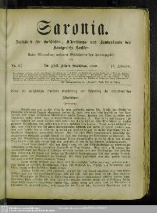 Ueber die beabsichtigte staatliche Einrichtung zur Erhaltung der vaterländischen Alterthümer