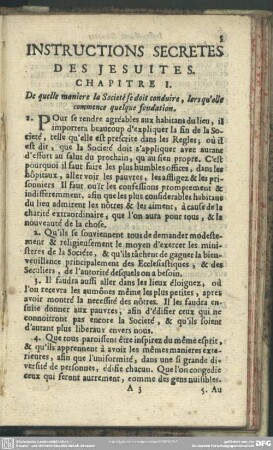 Chapitre I. De quelle maniere la Societé se doit conduire, lors qu'elle commence quelque fondation