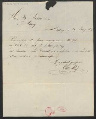 Brief an B. Schott's Söhne : 29.06.1825