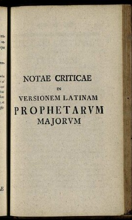 Notae Criticae In Versionem Latinam Prophetarum Majorum