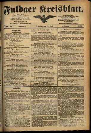 Ausgabe vom Dienstag, den 13. April 1909.