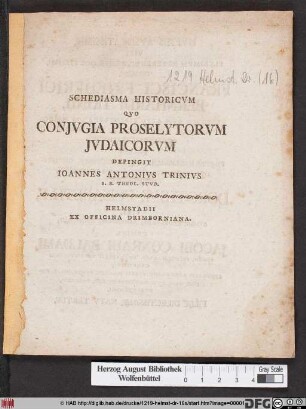 Schediasma Historicvm Qvo Conjvga Proselytorvm Jvdaicorvm