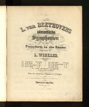 No. 1: L. van Beethovens sämmtliche Symphonien : für das Pianoforte zu vier Händen