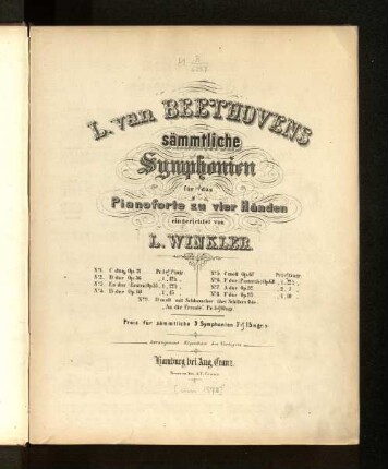 No. 1: L. van Beethovens sämmtliche Symphonien : für das Pianoforte zu vier Händen