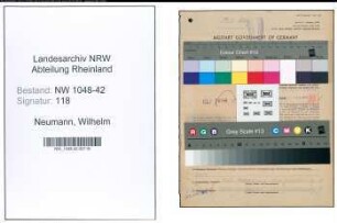Entnazifizierung Wilhelm Neumann , geb. 10.08.1897 (Wachmann)
