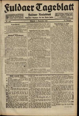 Ausgabe vom Mittwoch, den 07. September 1921.