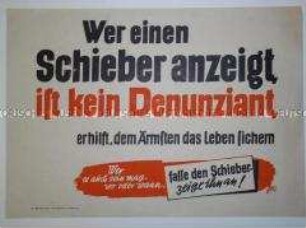 Maueranschlag mit der Aufforderung, Schieber anzuzeigen