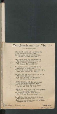 Dem Vaterland; Coro maschile; F-Dur
