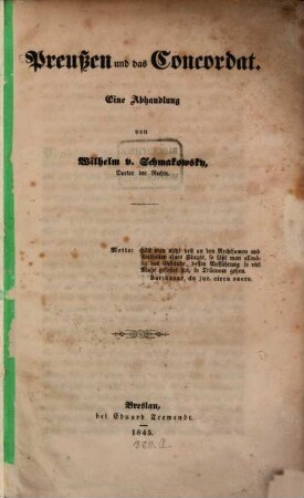 Preußen und das Concordat