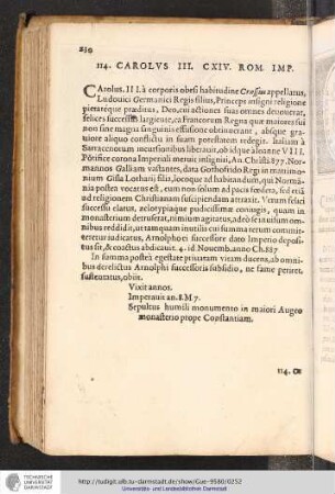 114. Carolus III. CXIV. Rom. Imp.