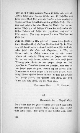 138 Wandsbeck, den 7. August 1805.