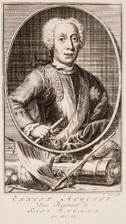 Ernst August I., Herzog von Sachsen-Weimar : Tanjé, Pieter: Bildnis Ernst August I., Herzog von Sachsen-Weimar. Kupferstich. Dresden: Kupferstich-Kabinett