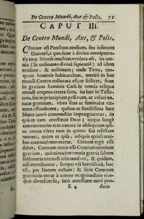 Caput III. De Centro Mundi, Axe, & Polis.