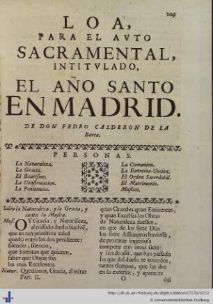 Loa para el Auto Sacramental El Año Santo en Madrid.