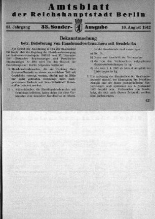 33. Sonder-Ausgabe, 10. August 1942