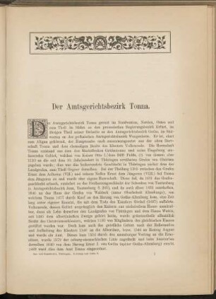 Der Amtsgerichtsbezirk Tonna. [Einleitung]