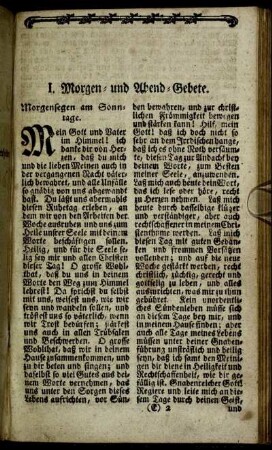I. Morgen- und Abend-Gebete. - III. In geist- und leiblichen Angelegenheiten.