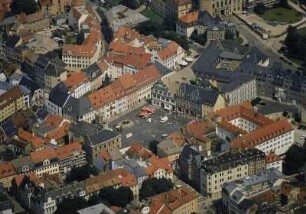 Weimar, Altstadt mit Markt gegen Burgplatz, Luftbild von SW