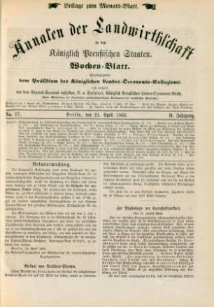 No. 17. Berlin, den 23. April 1862. II. Jahrgang.