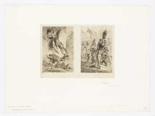Zwei Radierungen zur Veranschaulichung der Leiden des Professors Delteil, aus: Jules Champfleury, "Les souffrances du professeur Delteil", Paris 1861
