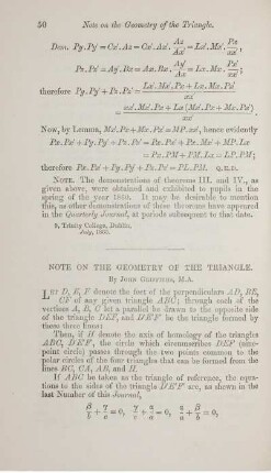 Note on the geometrical of the triangle.