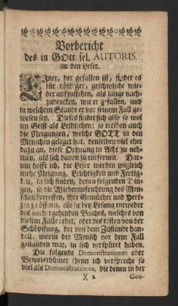 Vorbericht des in GOtt sel. Autoris an den Leser