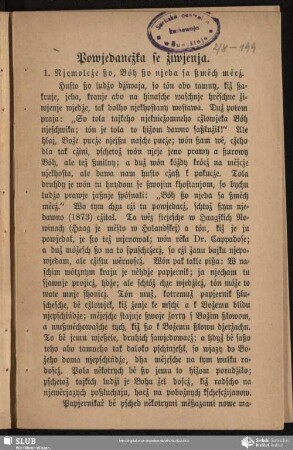 1. Njemolcźe ßo, Bóh ßo njeda sa ßměch měcź