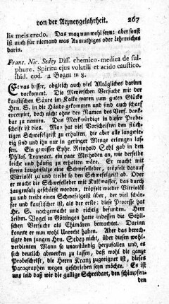 Diss. chemico-medica de sulphure, Spiritu ejus volatli et acide caustico.
