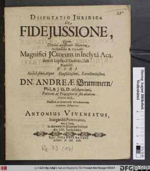 Disputatio Iuridica De Fideiussione