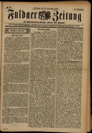Erste Ausgabe vom Dienstag, den 23. November 1897.