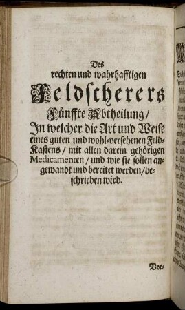 Fünffte Abtheilung/