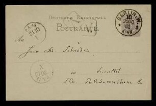 Nr. 3: Postkarte von Georg Waitz an Edward Schröder, Berlin, 20.10.1881