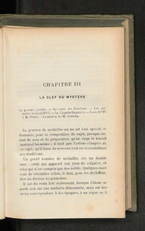 Chapitre III La Clef du Mystère